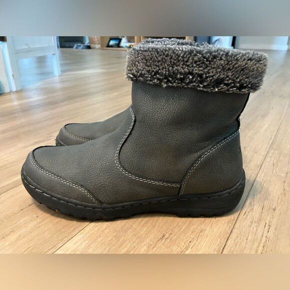 Khombu gray lined  side zip fur cuff women’s winter boots. Size 8 - Picture 1 of 8